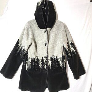 Alpine Studio Womens Hooded Jacket Size S Reversible Soft fleece Black & Grey